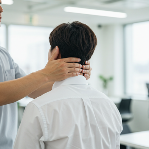 empleado haciendose masajes